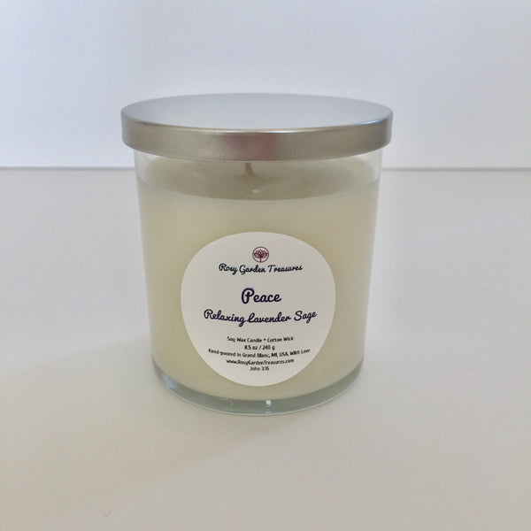 Peace - Relaxing Lavender Sage Soy Wax Candle