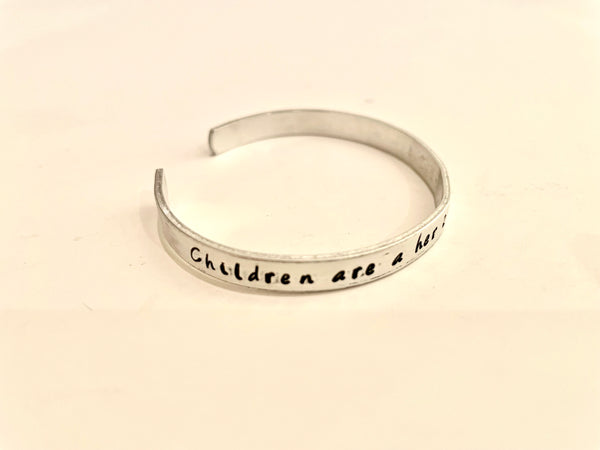 Encouraging Cuff Bangle Bracelet:  Children are a heritage from the LORD  Psalm 127:3