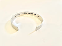 Encouraging Cuff Bangle Bracelet:  God is in the midst of her, she shall not be moved.  Psalm 46:5